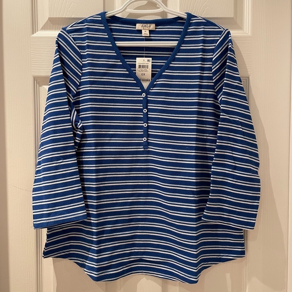 Womanโs striped long sleeve